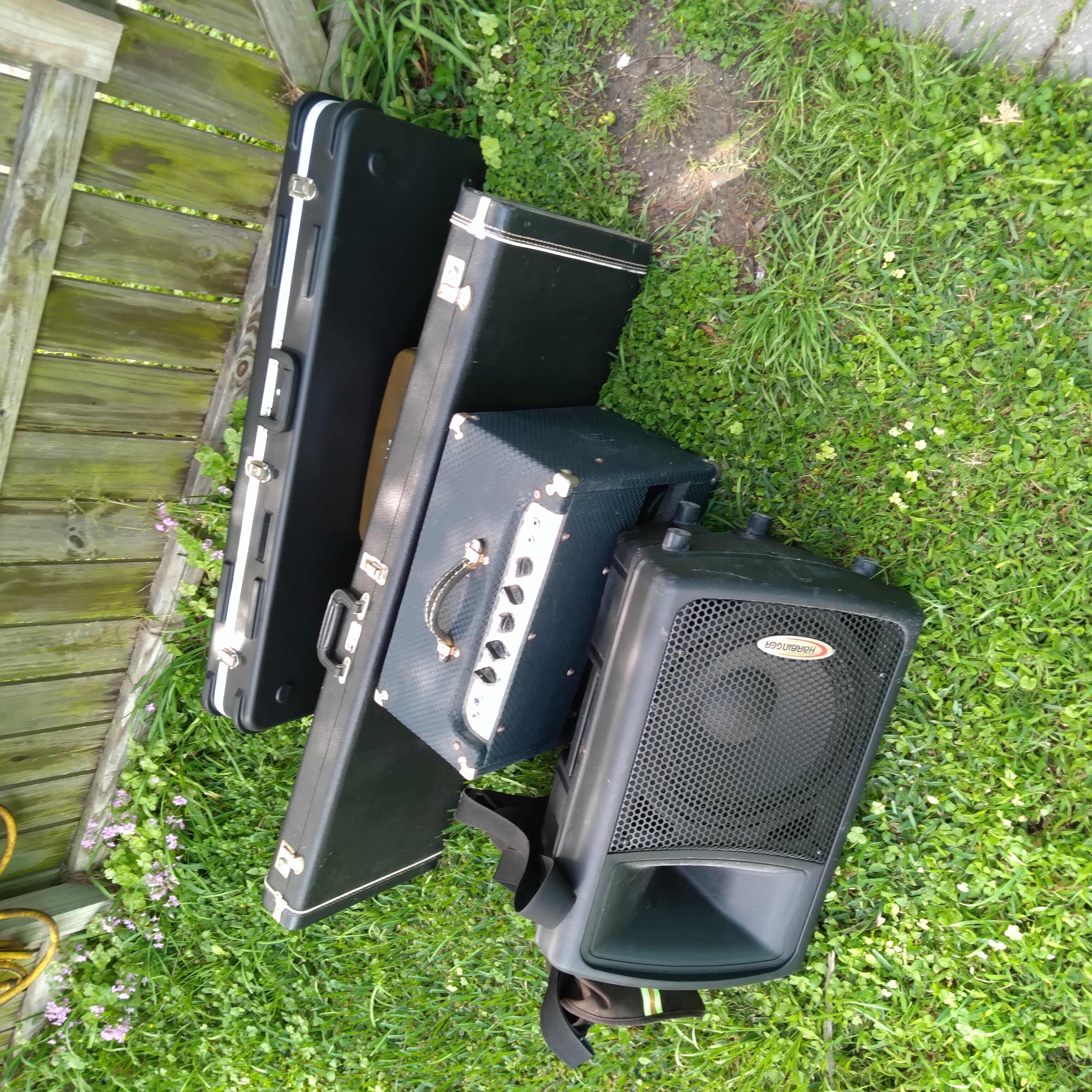 My musical gear, ready to go to the gig.