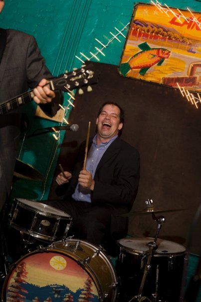 Dave Rhoden drumming at Lakeside Lounge, February 26, 2009.