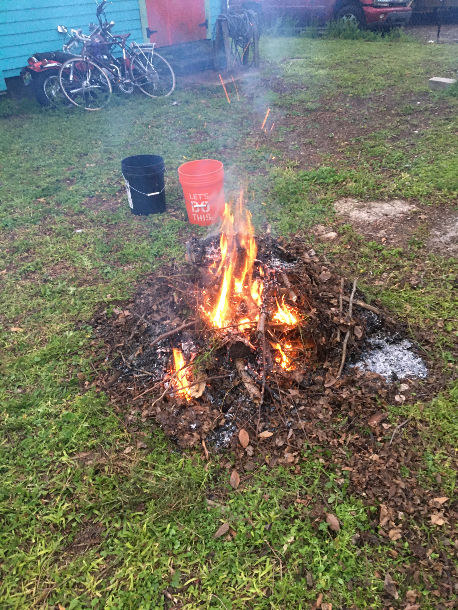 bonfire on Tricou Street