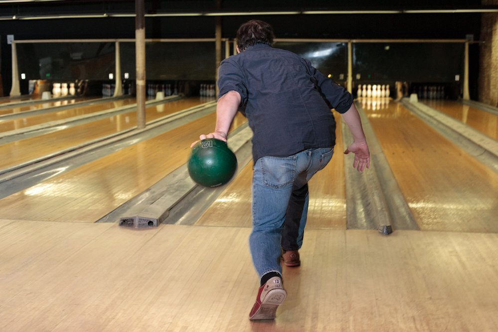 David Rhoden bowling at the Gutter