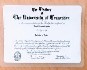 My college diploma, laminated.